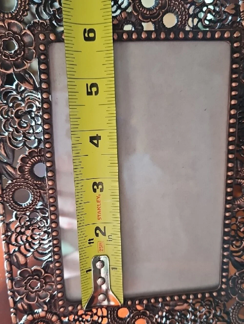 Ornate Floral Metal Picture Frame in Antiqued Copper